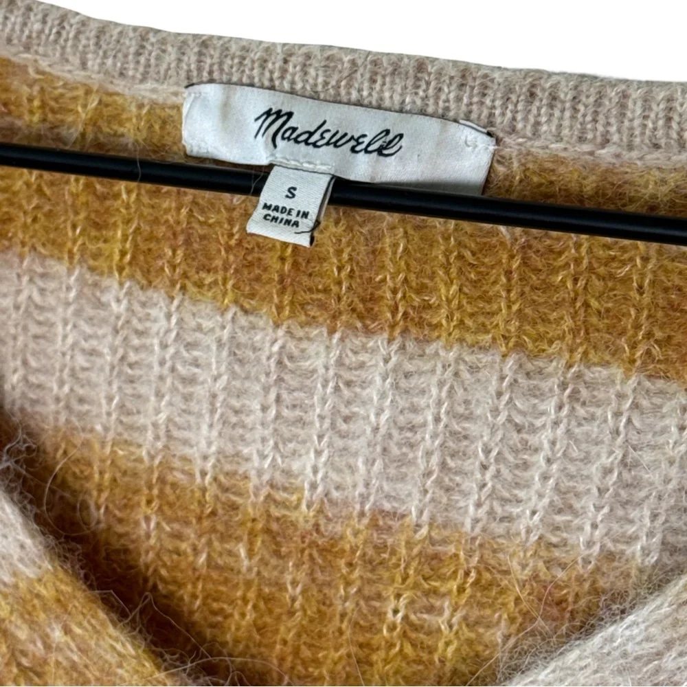 Madewell Staley Space-Dyed Cropped V-Neck Sweater Mustard‎ Cream S